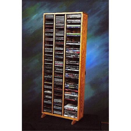 Wood Shed 312-4 CD-DVD Solid Oak Tower for CDs and DVDs - Individual Locking Slots 312-4 CD/DVD